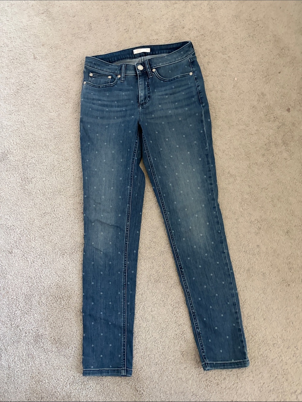 LC Lauren Conrad Dark Blue Polka Dot Skinny Jeans